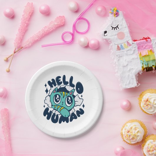 Hallo Niedliche Katze Pappteller (Party)