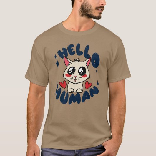 Hallo Niedliche Katze T-Shirt (Vorderseite)