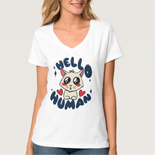 Hallo Niedliche Katze T-Shirt