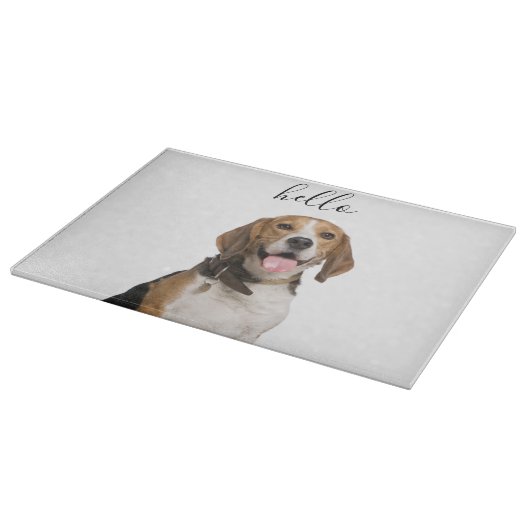 Hallo Niedlicher Beagle Hund Mama Haustier Foto Schneidebrett (Ecke)