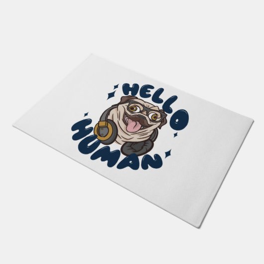 Hallo, Niedlicher Hund Fußmatte (Schrägansicht)