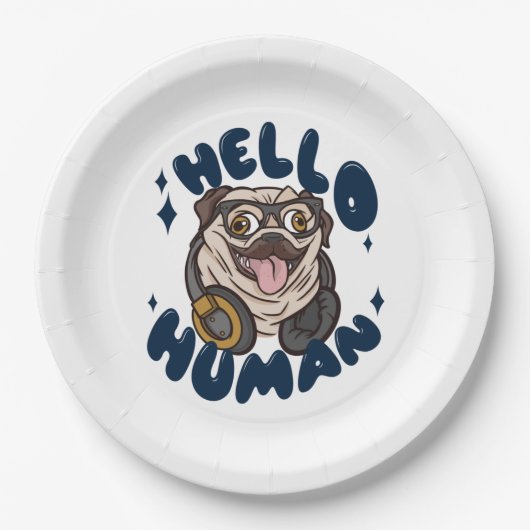 Hallo, Niedlicher Hund Pappteller (Vorderseite)