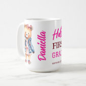 Hallo niedlicher Teddybär der ersten Klasse in der Kaffeetasse (Vorderseite Links)