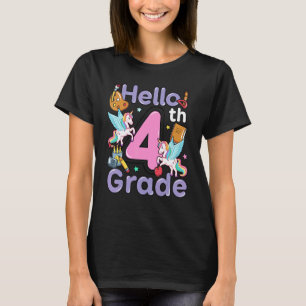 Hallo Niedlicher Unicorn-Regenbogen 4. Klasse zurü T-Shirt