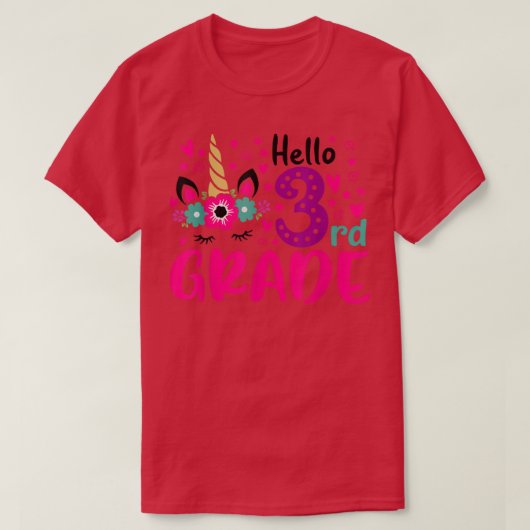 Hallo Niedliches Einhorn der dritten Klasse Zurück T-Shirt (Design vorne)