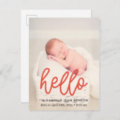 Hallo - Niedliches Foto zur Geburtsankündigung Postkarte (Vorne/Hinten)