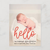 Hallo - Niedliches Foto zur Geburtsankündigung Postkarte (Vorderseite)