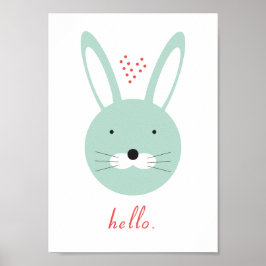 "Hallo" niedliches Kaninchenplakat Poster