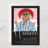 Hallo NINETY! Minimal 90. Geburtstagsparty Einladung (Vorderseite)