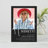Hallo NINETY! Minimal 90. Geburtstagsparty Einladung (Stehend Vorderseite)