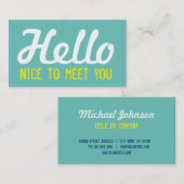 "HALLO Nizza, Sie zu treffen" aquamariner Visitenkarte (Vorne/Hinten)