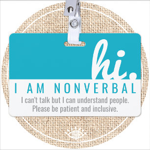 Hallo nonverbale Geduld PVC-Abzeichen Ausweis
