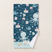 Hallo Ocean Octopus Nautical Blue Kinderbad Badhandtuch Set (Handtuch)