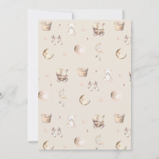 Hallo oder sie Mute Boho Gender Reveal Baby Dusche Einladung (Rückseite)