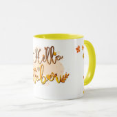 Hallo Oktober Tasse: Feiern Sie den Monat des Wand Tasse (VorderseiteRechts)