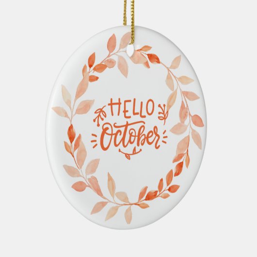 Hallo Oktober Wasserfarbe Herbst Wildblume Herbst Keramik Ornament (Rechts)