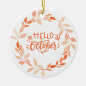 Hallo Oktober Wasserfarbe Herbst Wildblume Herbst Keramik Ornament (Vorne)