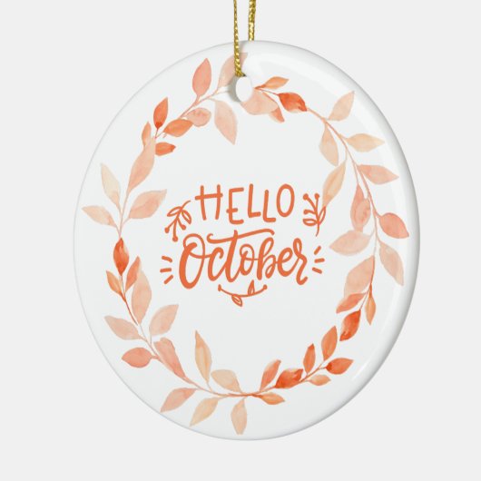 Hallo Oktober Wasserfarbe Herbst Wildblume Herbst Keramik Ornament (Links)