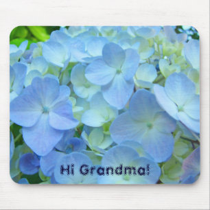 Hallo Oma! Geschenke Mauspad Blaue Hortensien Blum