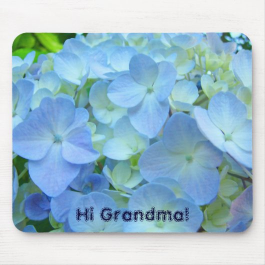 Hallo Oma! Geschenke Mauspad Blaue Hortensien Blum (Vorne)