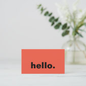 Hallo Orange Bright farbenfrohe Typografie Custom Visitenkarte (Stehend Vorderseite)