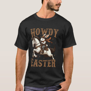 Hallo Osterhase Cowboy Rodeo Reitpferd Westen T-Shirt