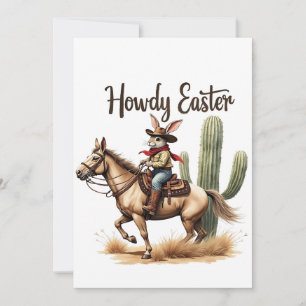 Hallo Osthase auf einem Pferd Cowboy Feiertagskarte