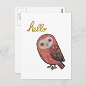 Hallo Owl Funny Niedlich Owl Postkartenhandschrift Postkarte (Vorne/Hinten)
