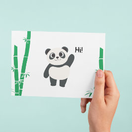 Hallo - Panda themed flat notecard Dankeskarte