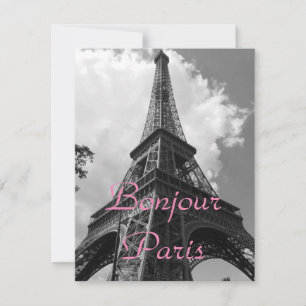 Hallo Paris Schwarz Weiß Eiffelturm Frankreich Kar