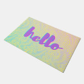 Hallo Pastel Leaf Pattern Boho Door Mat Fußmatte (Schrägansicht)