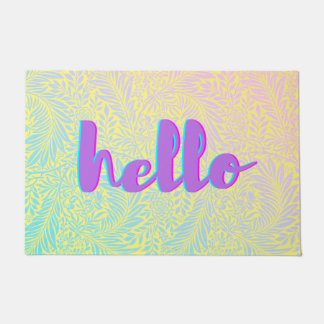 Hallo Pastel Leaf Pattern Boho Door Mat Fußmatte