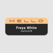 Hallo Pastel Orange, Black Namensschild (Vorderseite)