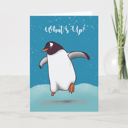 Hallo Penguin Jumping Whats Up Karte (Vorderseite)