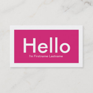 Hallo Personal Networking Business Cards in Pink Visitenkarte