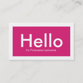 Hallo Personal Networking Business Cards in Pink Visitenkarte