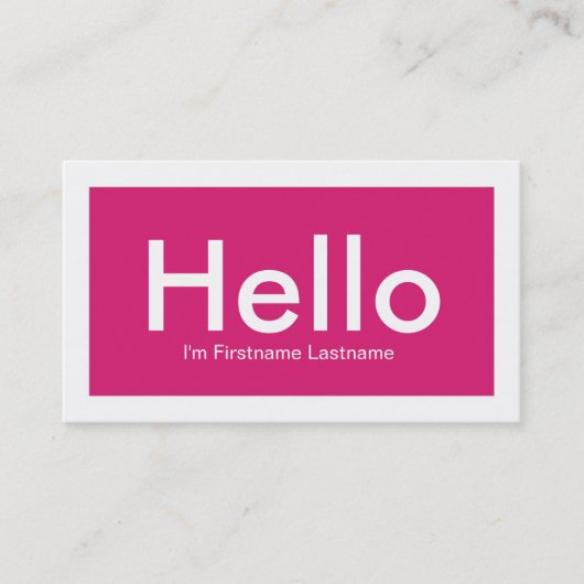 Hallo Personal Networking Business Cards in Pink Visitenkarte (Vorderseite)