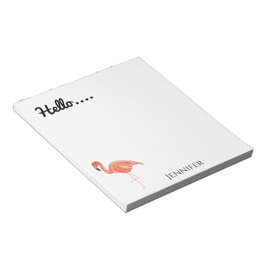 Hallo, Personalisiert Flamingo Notizblock (angewinkelt)