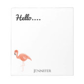 Hallo, Personalisiert Flamingo Notizblock (Vorderseite)