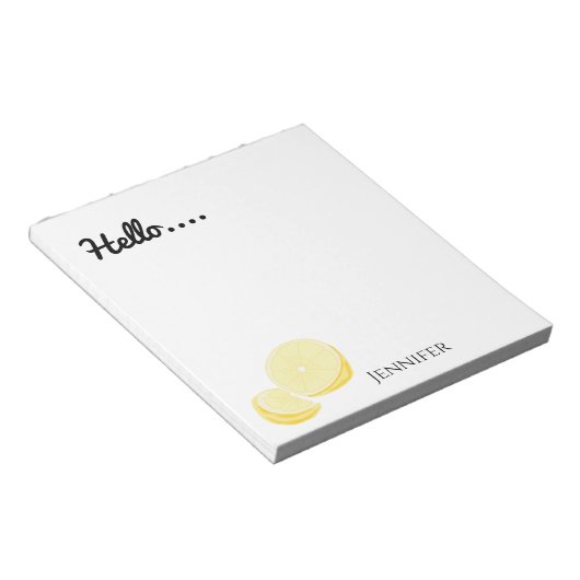 Hallo, Personalisiert Lemon Notizblock (angewinkelt)