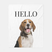 Hallo Personalisierter Beagle Dog Portrait Foto Fleecedecke (Vorderseite)