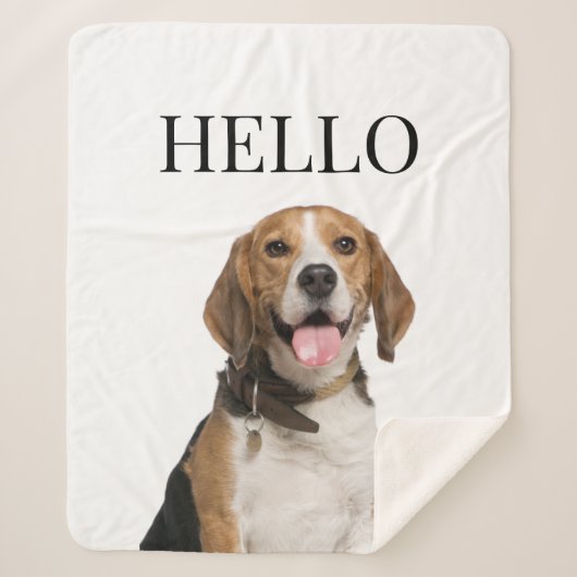 Hallo Personalisierter Beagle Dog Portrait Foto Sherpadecke (Vorderseite)