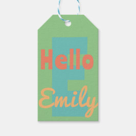 hallo persönlicher Name minze green peach Geschenk Geschenkanhänger