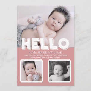 Hallo Pink Baby Ankündigung Foto Collage