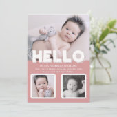 Hallo Pink Baby Ankündigung Foto Collage (Stehend Vorderseite)