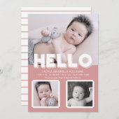 Hallo Pink Baby Ankündigung Foto Collage (Vorne/Hinten)