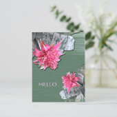Hallo Pink Flower Bromeliad Postkarte (Stehend Vorderseite)