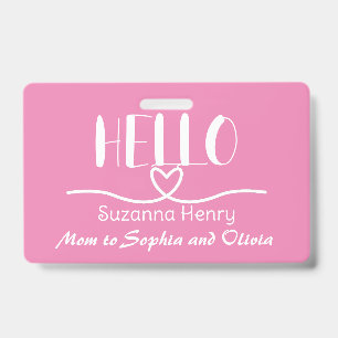 Hallo Pink Girl Mom Namen Spaß Ausweis