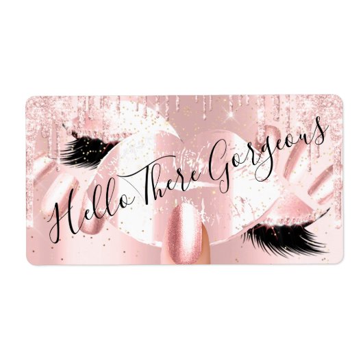 Hallo Pink Glitzer Tropfen Kiss Lips Nails Makeup (Vorne)