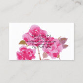 Hallo, Pink Rose Floral Visitenkarte (Rückseite)